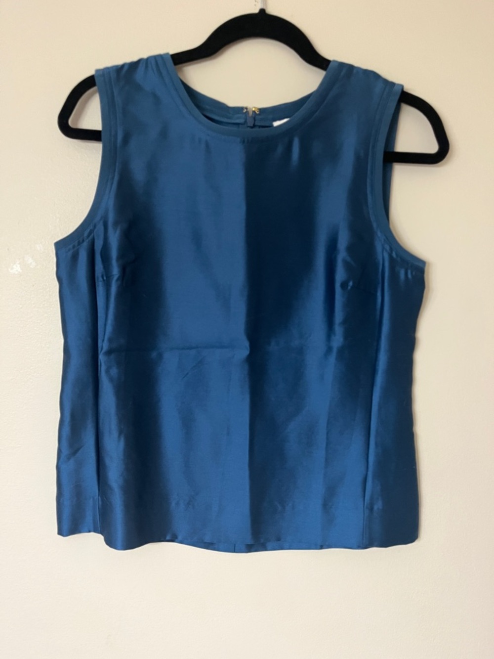 Sleeveless Satin Shell Top - Teal Blue